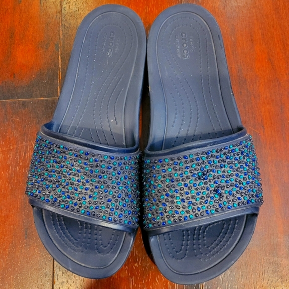 Crocs Womens Sloane Embellished Slide Sandals Shoes Size 9 - Picture 1 of 4